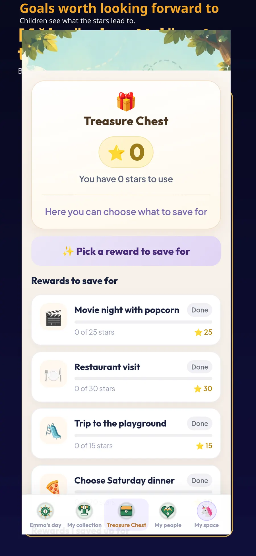 Treasure Chest — stars and rewards