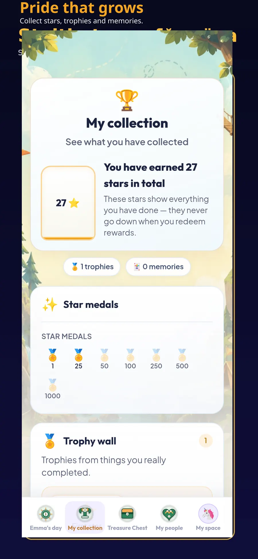 Child collection — stars and trophies